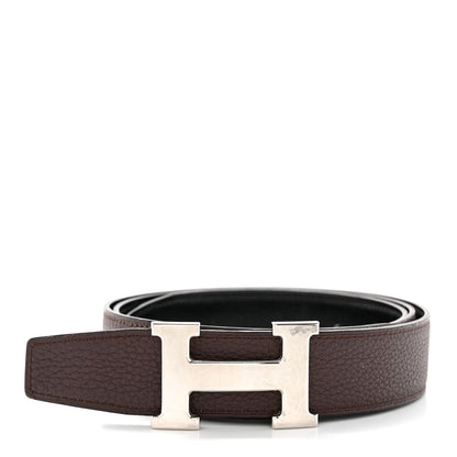 Hermes Box Togo Reversible 32mm H Belt Black Chocolate 1 of 12