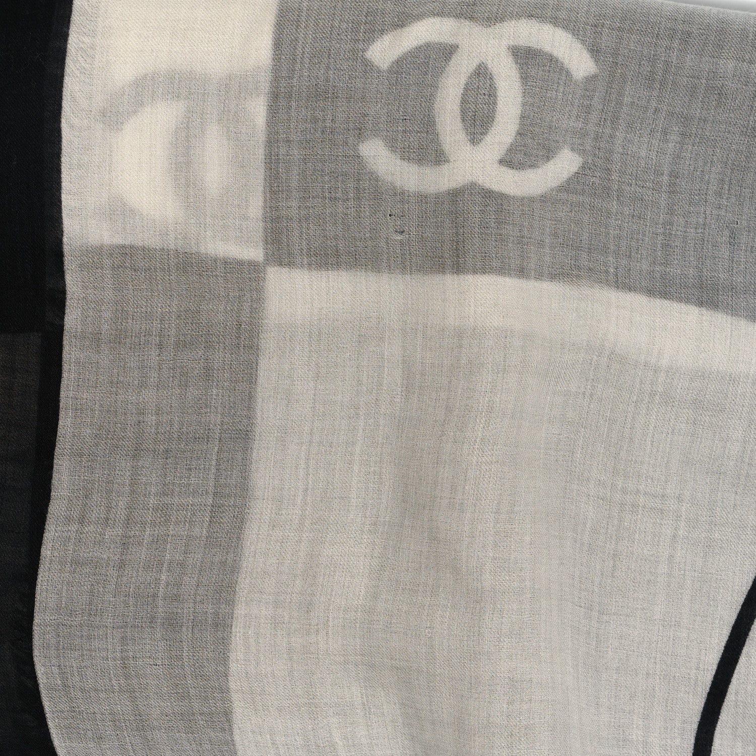 Chanel Cashmere CC Rue Cambon Fringe Scarf Black 3 of 4