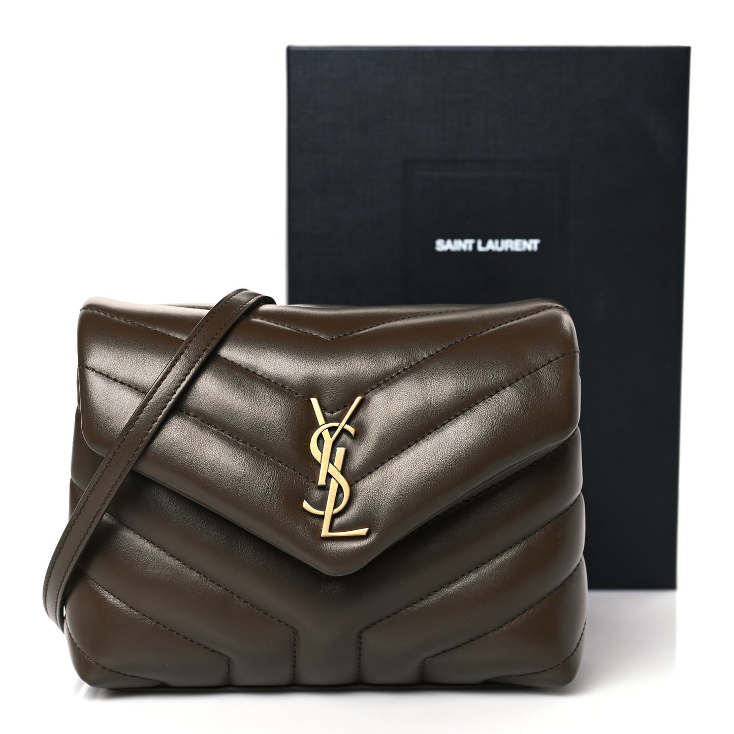 Calfskin Y Quilted Monogram Toy Loulou Crossbody Bag Soil Brown