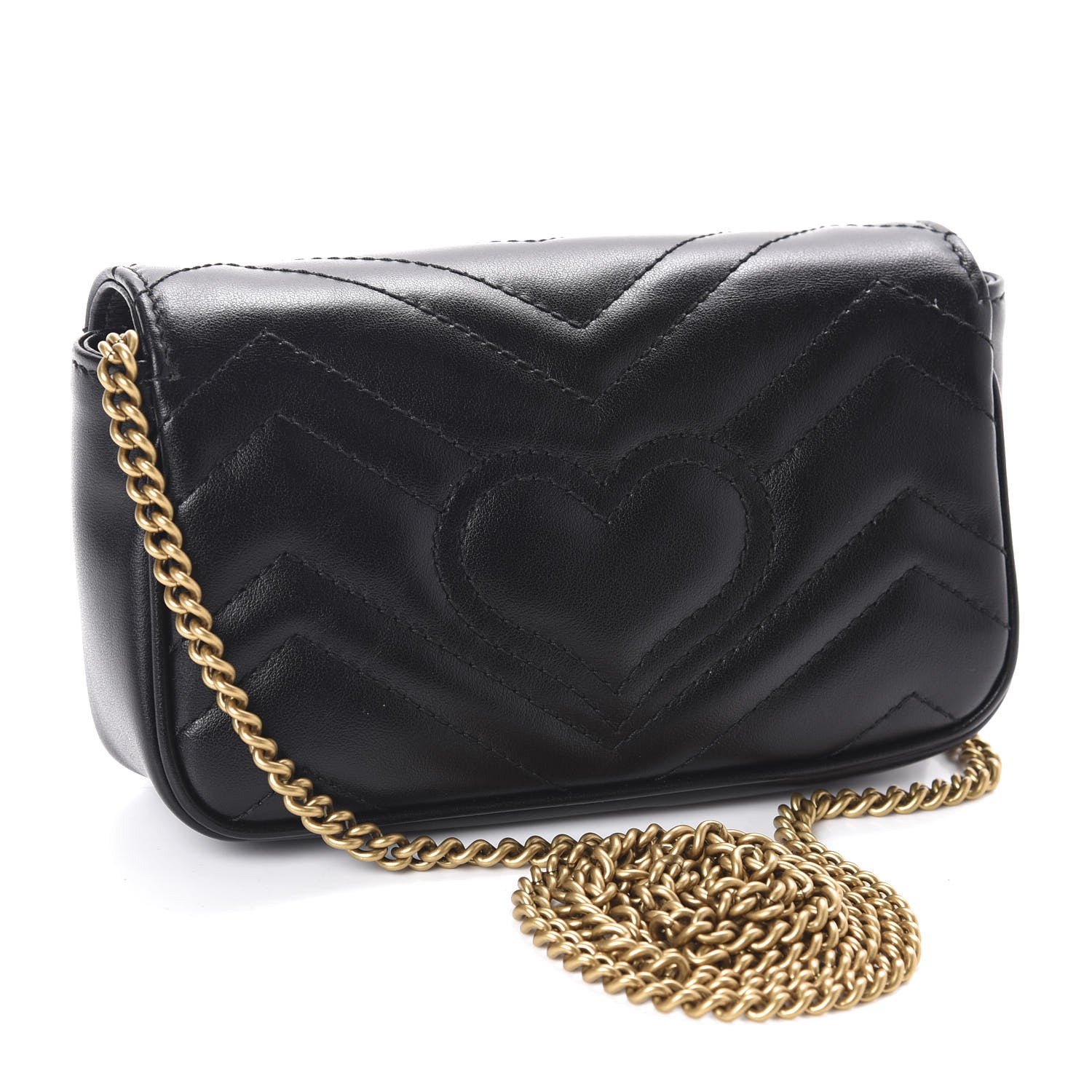 Gucci Calfskin Matelasse Super Mini GG Marmont Shoulder Bag Black 3 of 11