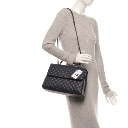 Chanel Caviar Lizard Quilted Medium Coco Handle Flap Navy 2 of 7