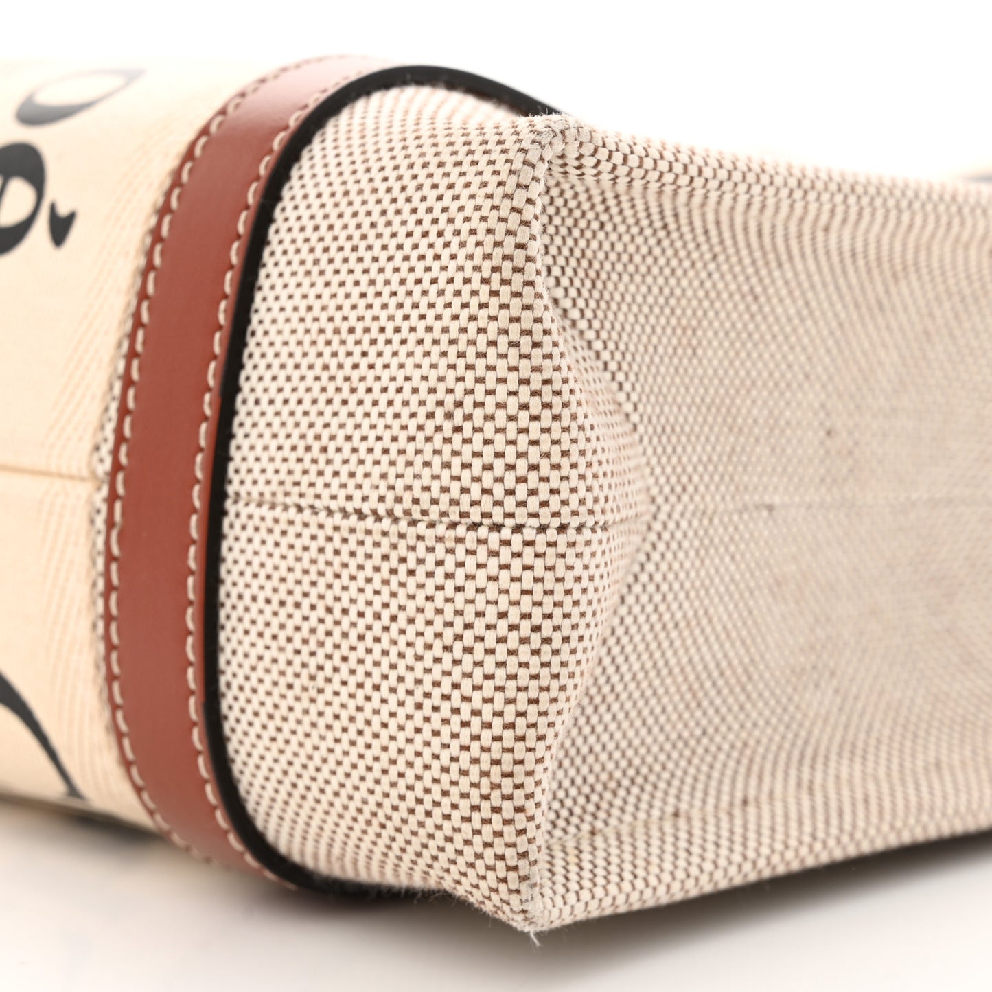 Cotton Calfskin Small Woody Ribbon Tote With Strap White Brown