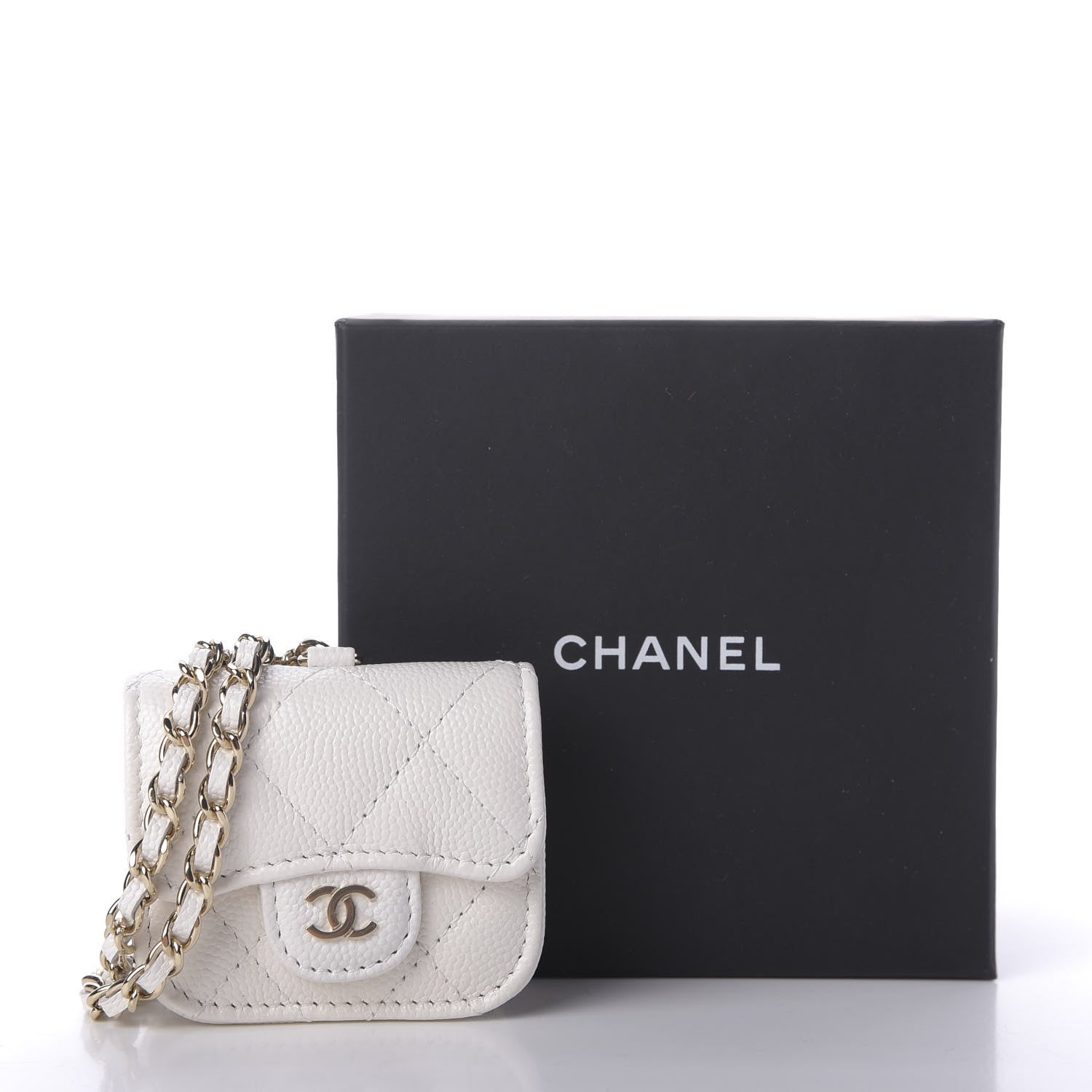 Chanel Caviar Quilted Airpods Pro Case White 9 of 9