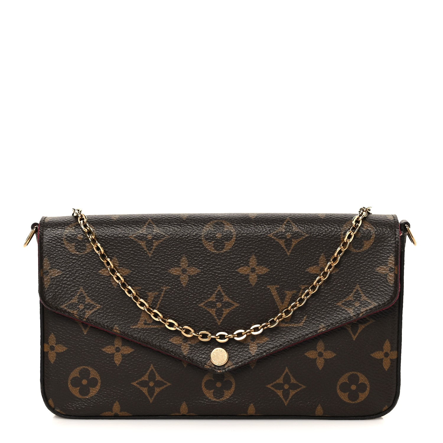 Louis Vuitton Monogram Pochette Felicie Chain Wallet Fuchsia 1 of 15