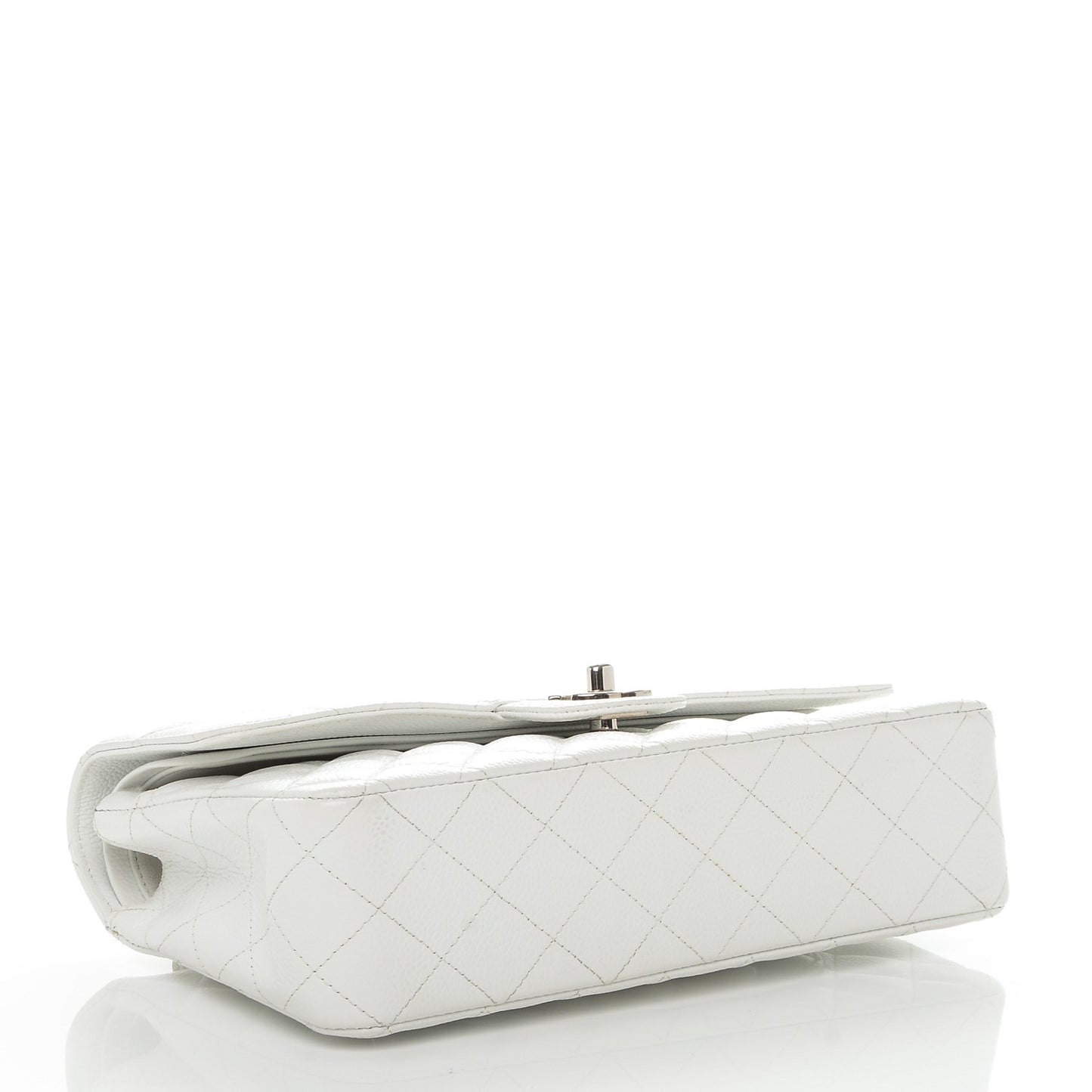 Caviar Quilted Medium Double Flap White