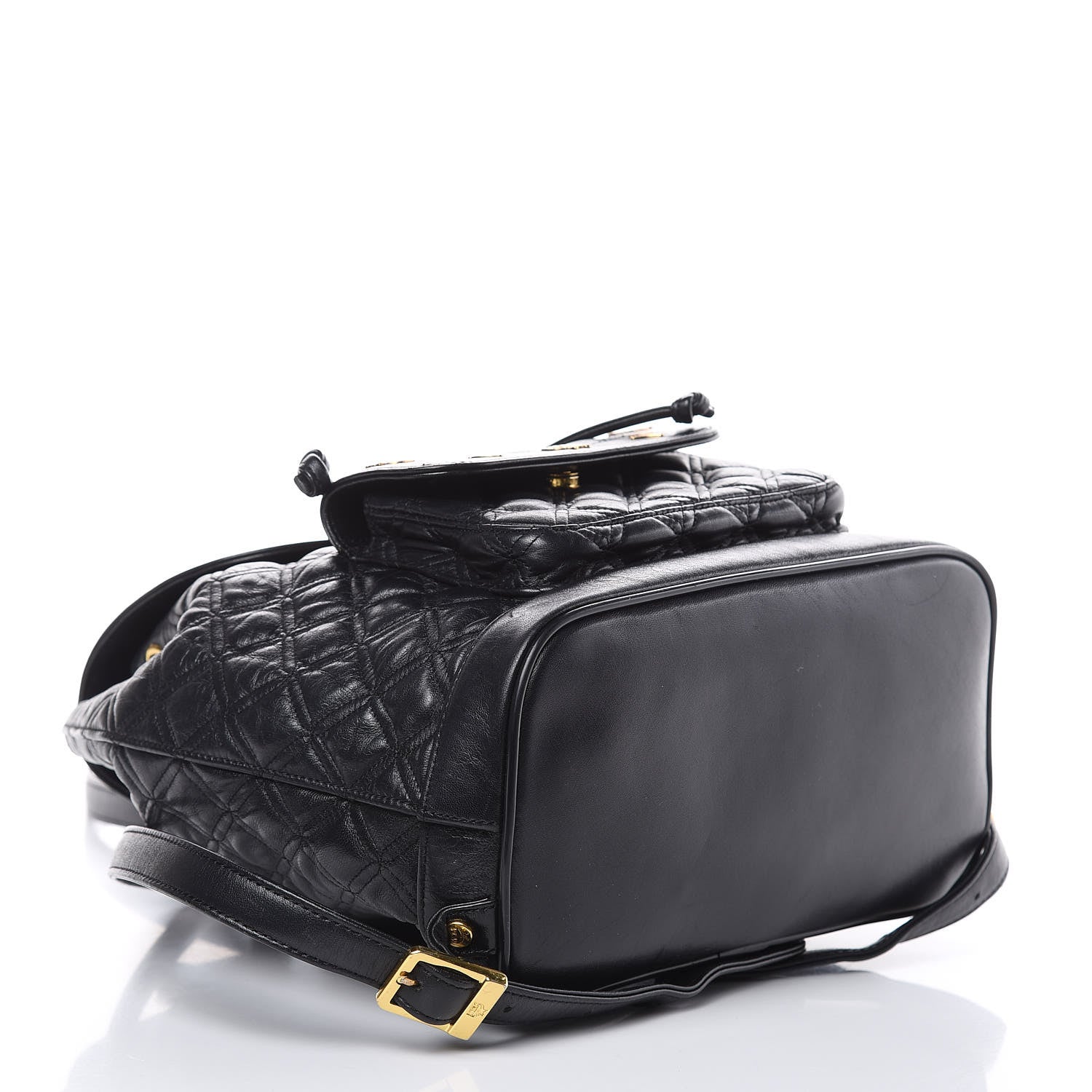 MCM Calfskin Quilted Studded Backpack Black 4 of 12