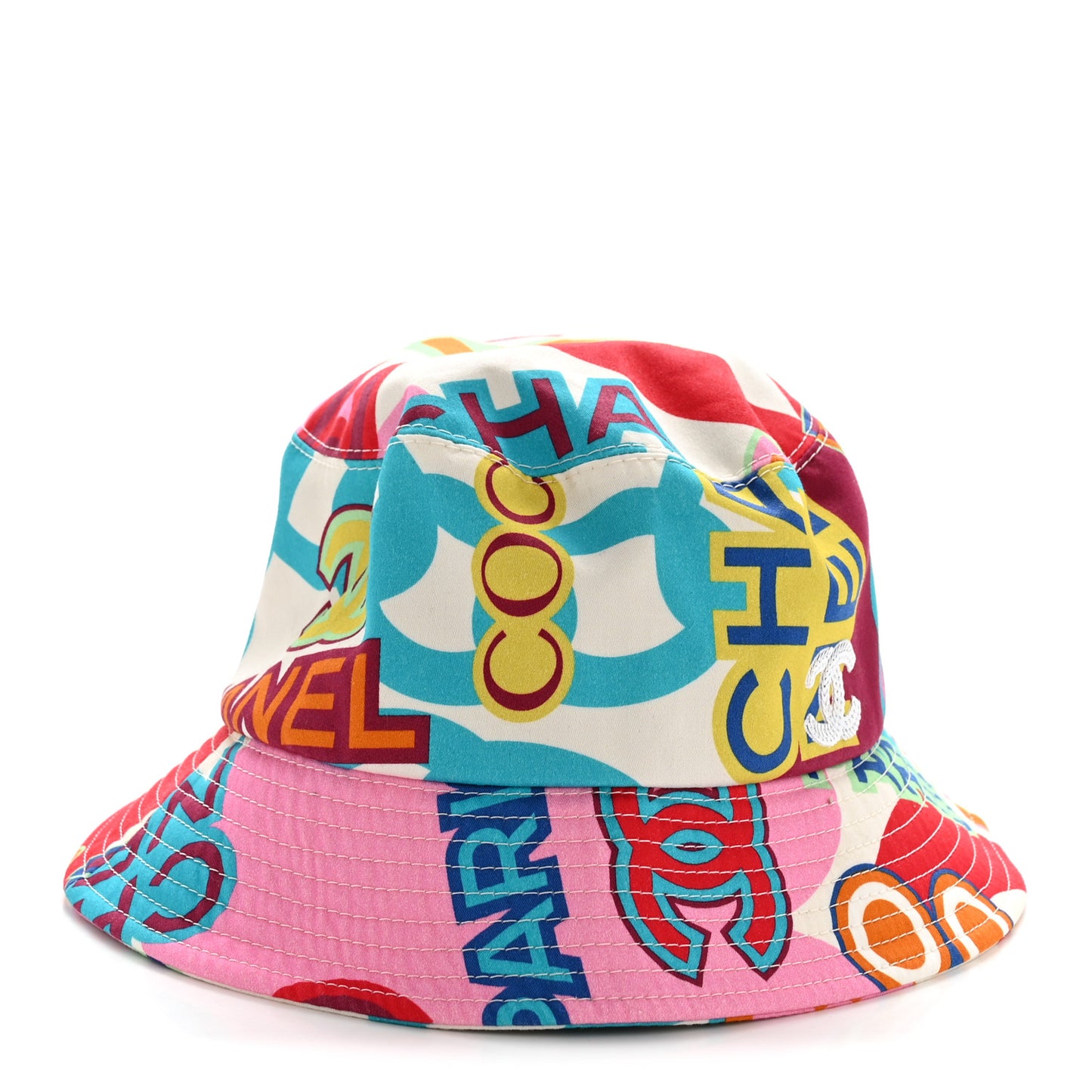 Cotton Cloche Bucket Hat M Pink Red White Turquoise
