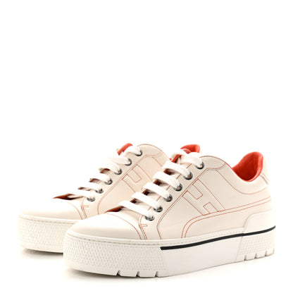 Hermes Calfskin Womens Voltage Sneakers 38 White Orange 4 of 10