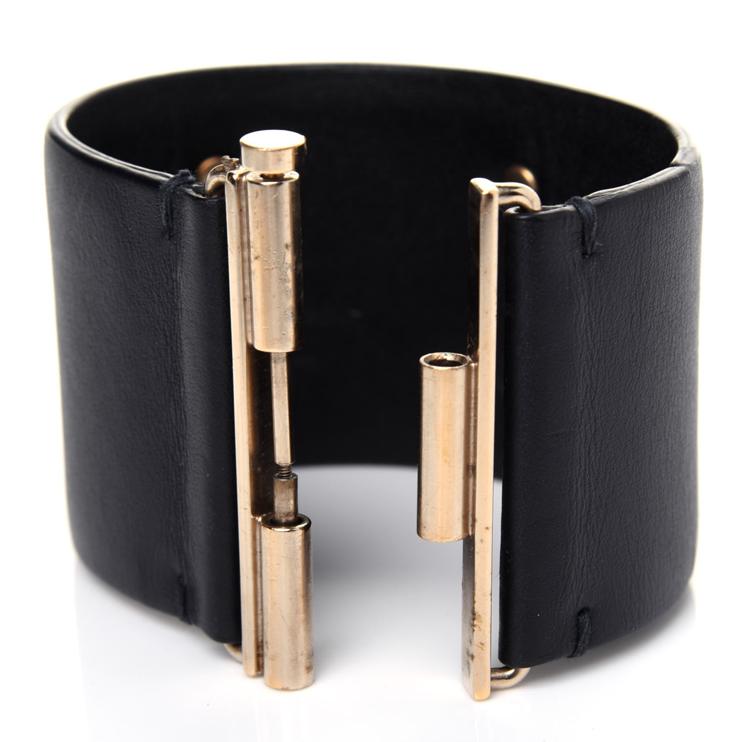 Chanel Calfskin CC Wide Cuff S Black Gold 5 of 6