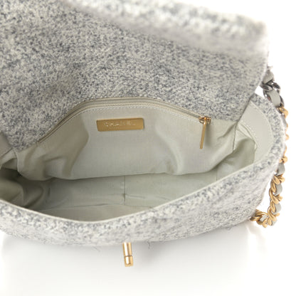 Chanel Tweed Quilted Medium Chanel 19 Flap Grey Ecru 5 of 11