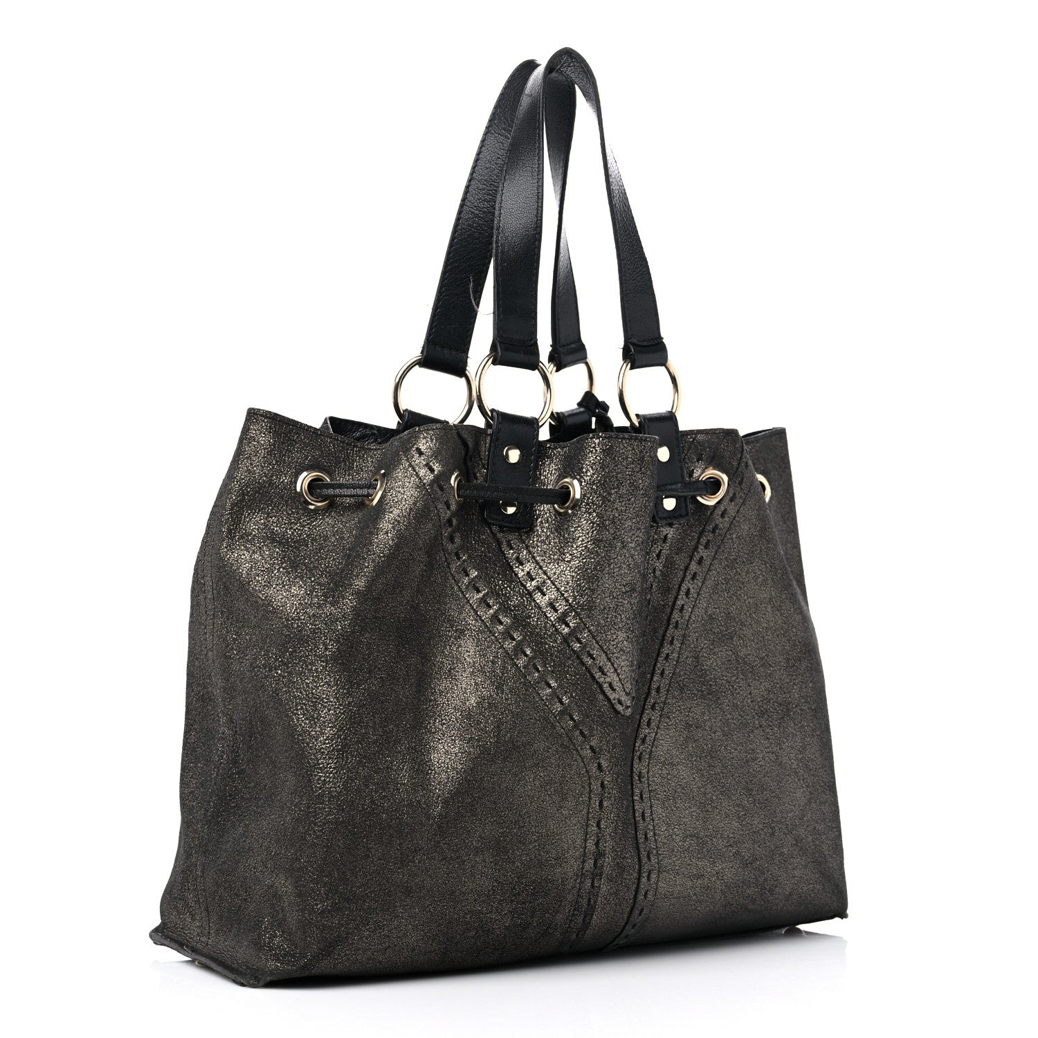 Saint Laurent Calfskin Reversible Double Sac Y Tote Black Gold 16 of 23