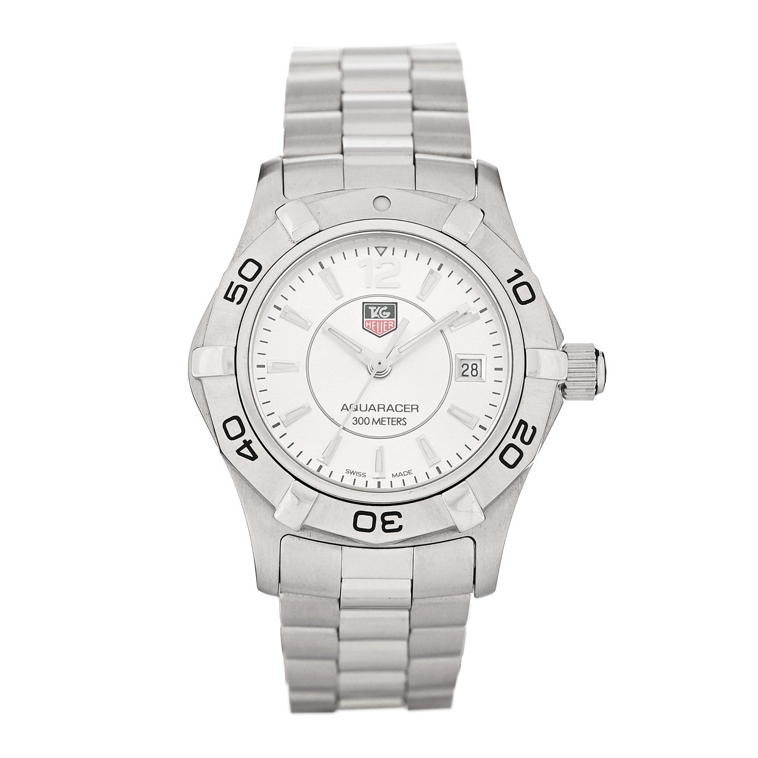 Tag Heuer Stainless Steel 27mm Aquaracer 300M Quartz Watch Silver WAF1412 1 of 4