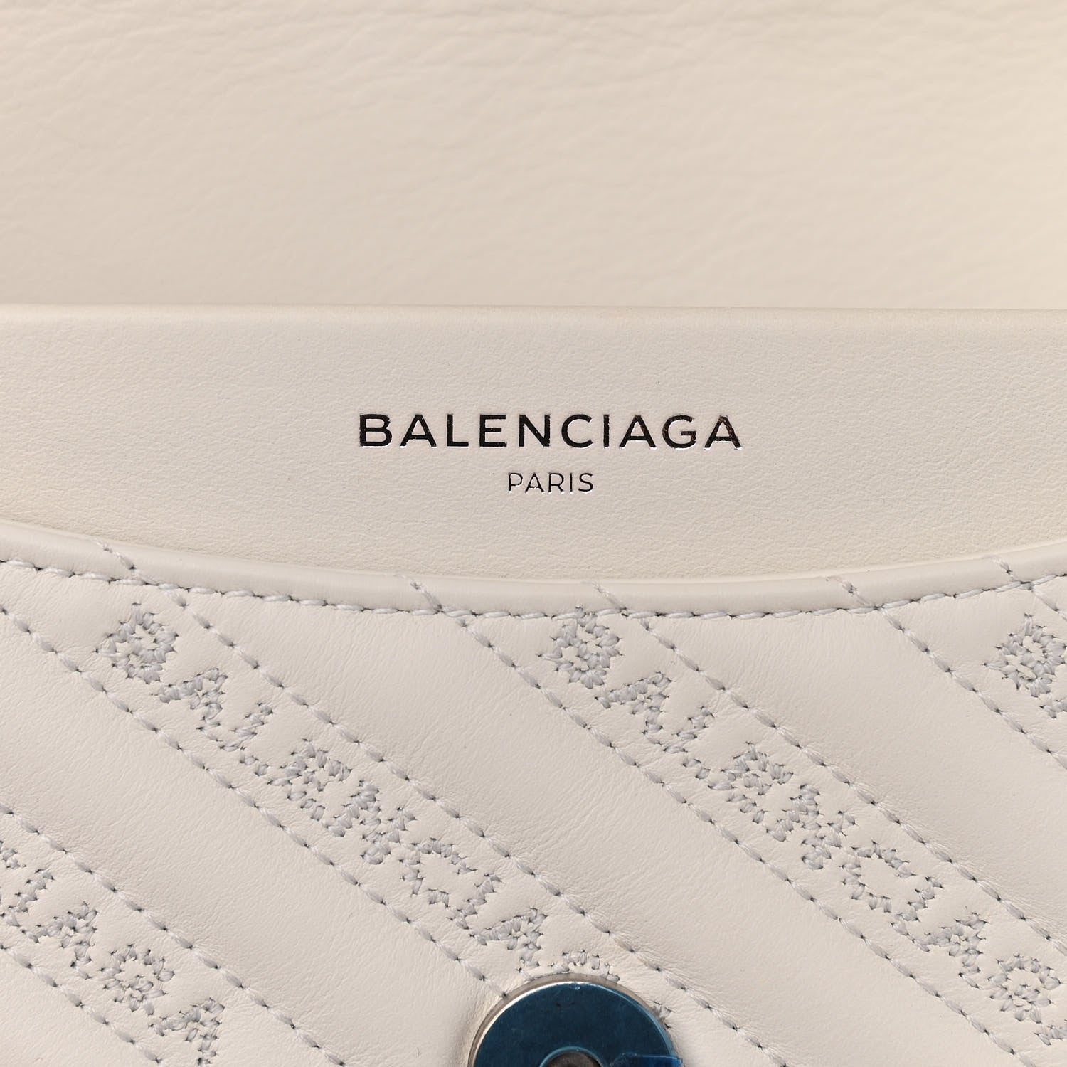 Balenciaga Calfskin Logo Matelasse M BB Chain Shoulder Bag Blanc Neige 7 of 15