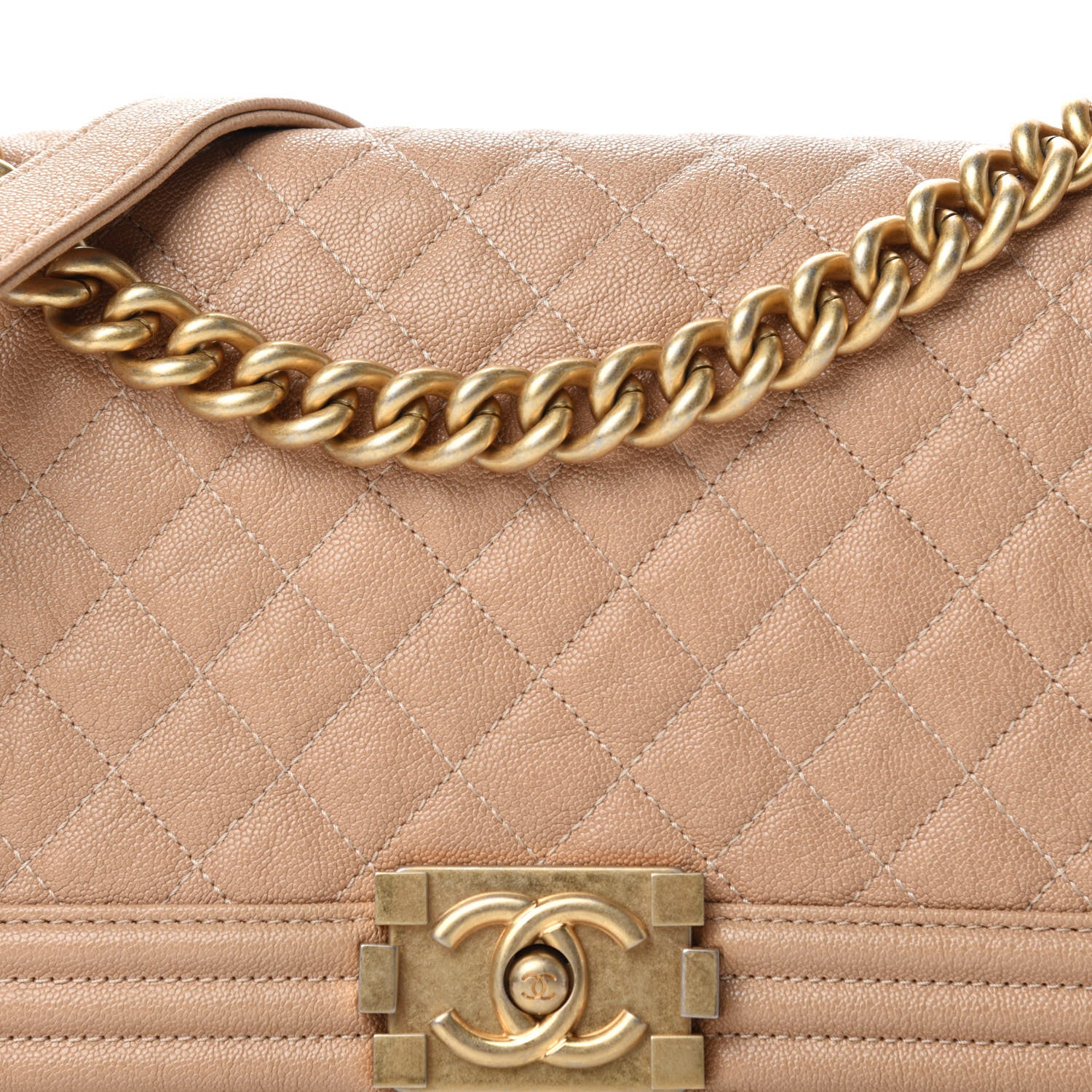 Chanel Caviar Quilted Medium Boy Flap Beige 10 of 10
