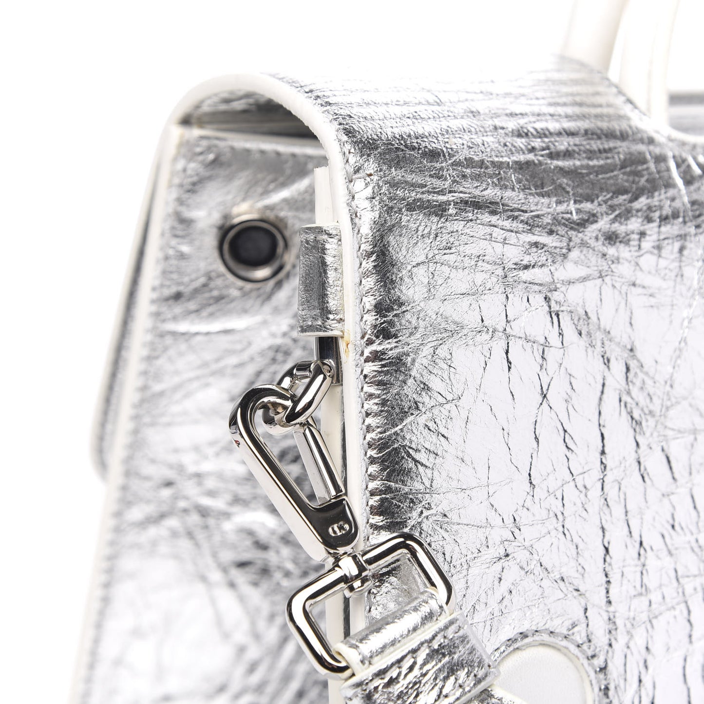 Metallic Calfskin Medium Diorever Flap Silver