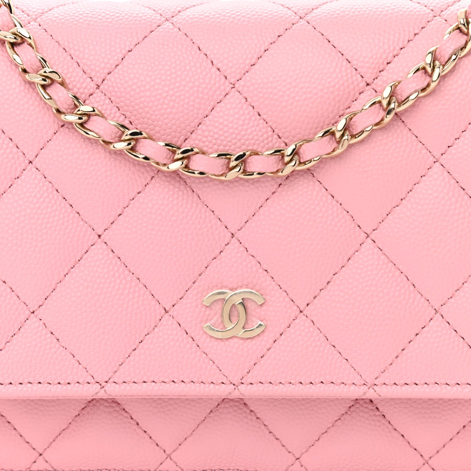 Chanel Caviar Quilted Wallet on Chain WOC Light Pink 9 of 12