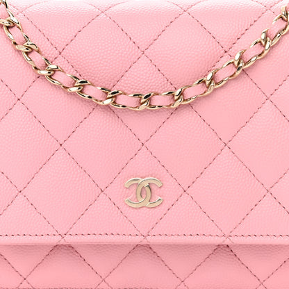 Chanel Caviar Quilted Wallet on Chain WOC Light Pink 9 of 12