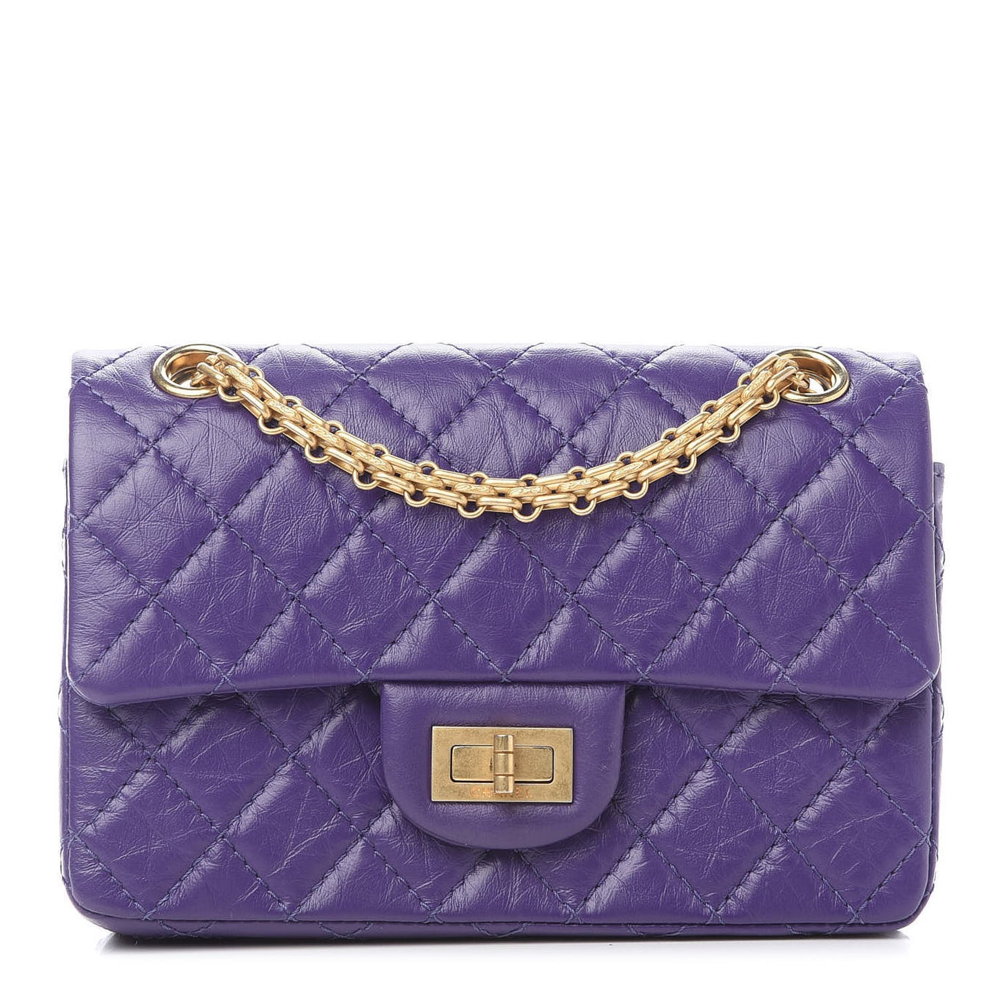 Aged Calfskin Quilted 2.55 Reissue Mini Flap Purple