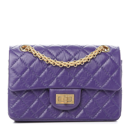Chanel Aged Calfskin Quilted 2.55 Reissue Mini Flap Purple 1 of 10