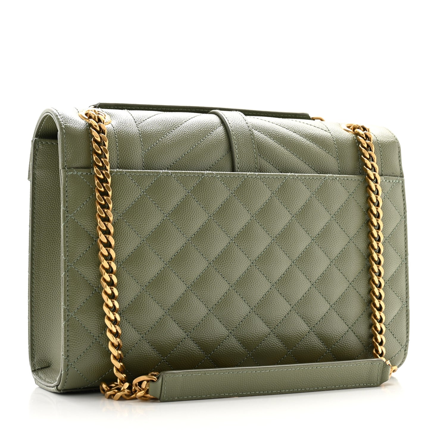 Grain De Poudre Textured Mixed Matelasse Triquilt Medium Monogram Satchel Light Sage