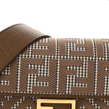 Fendi Wool Vitello King Houndstooth FF Embroidered Baguette Beige Moro 8 of 10