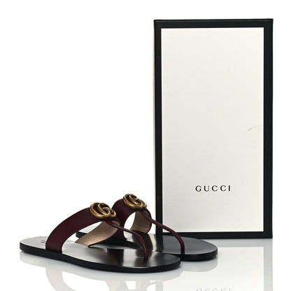 Gucci Calfskin GG Marmont Thong Sandals 37.5 Vintage Bordeaux 9 of 9
