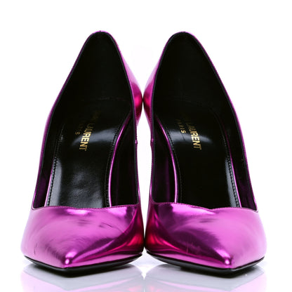 Saint Laurent Metallic Calfskin Kiki 100 Pumps 38.5 Fuchsia 2 of 6