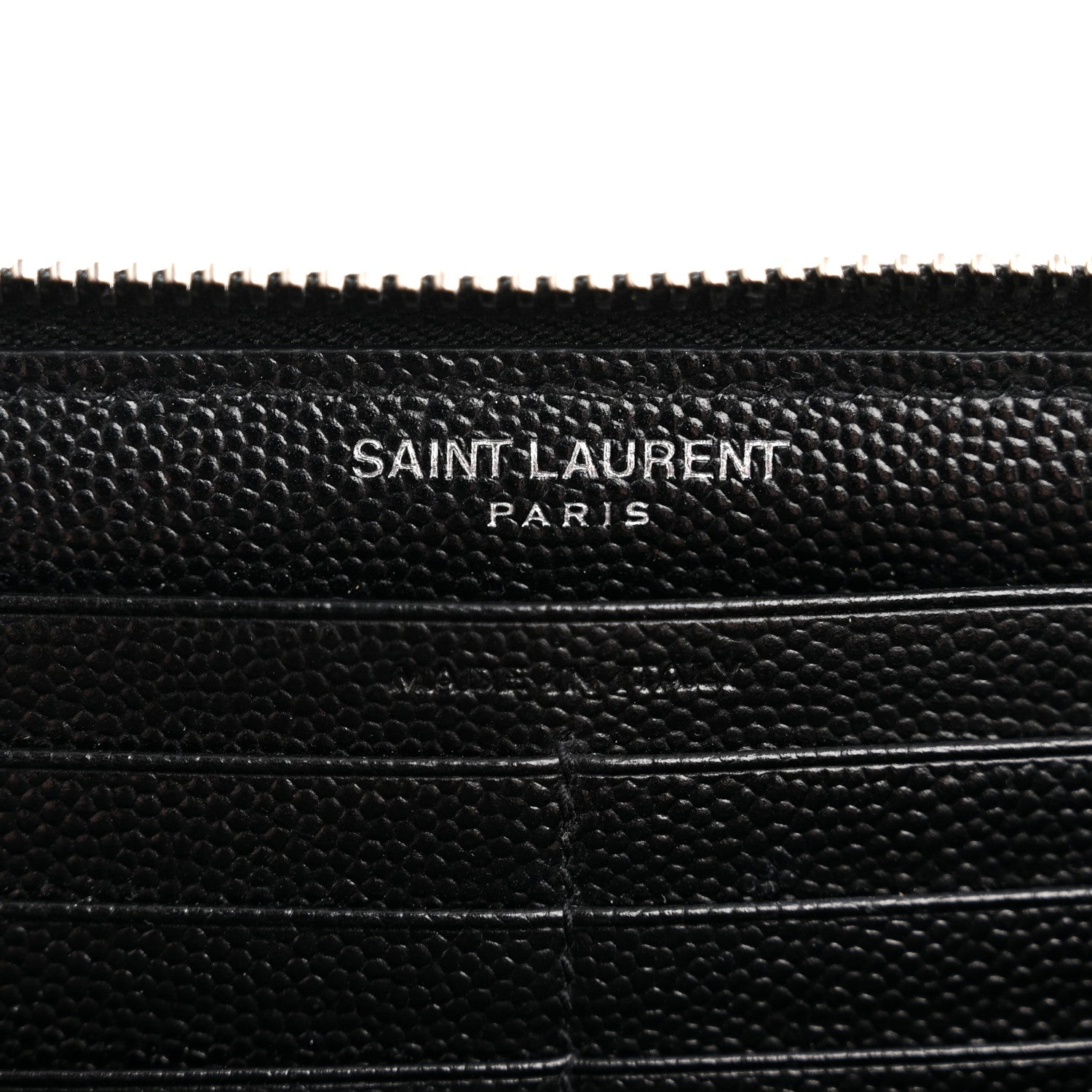 Saint Laurent Grain De Poudre Matelasse Chevron Monogram Zip Around Wallet Black 6 of 8
