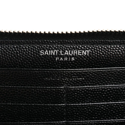 Saint Laurent Grain De Poudre Matelasse Chevron Monogram Zip Around Wallet Black 6 of 8