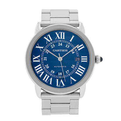 Cartier Stainless Steel 42mm Ronde Solo Automatic Watch Blue 1 of 5