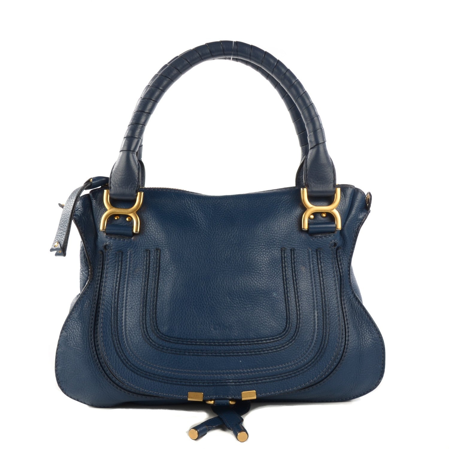 Chloe Calfskin Medium Marcie Satchel Royal Navy 1 of 10