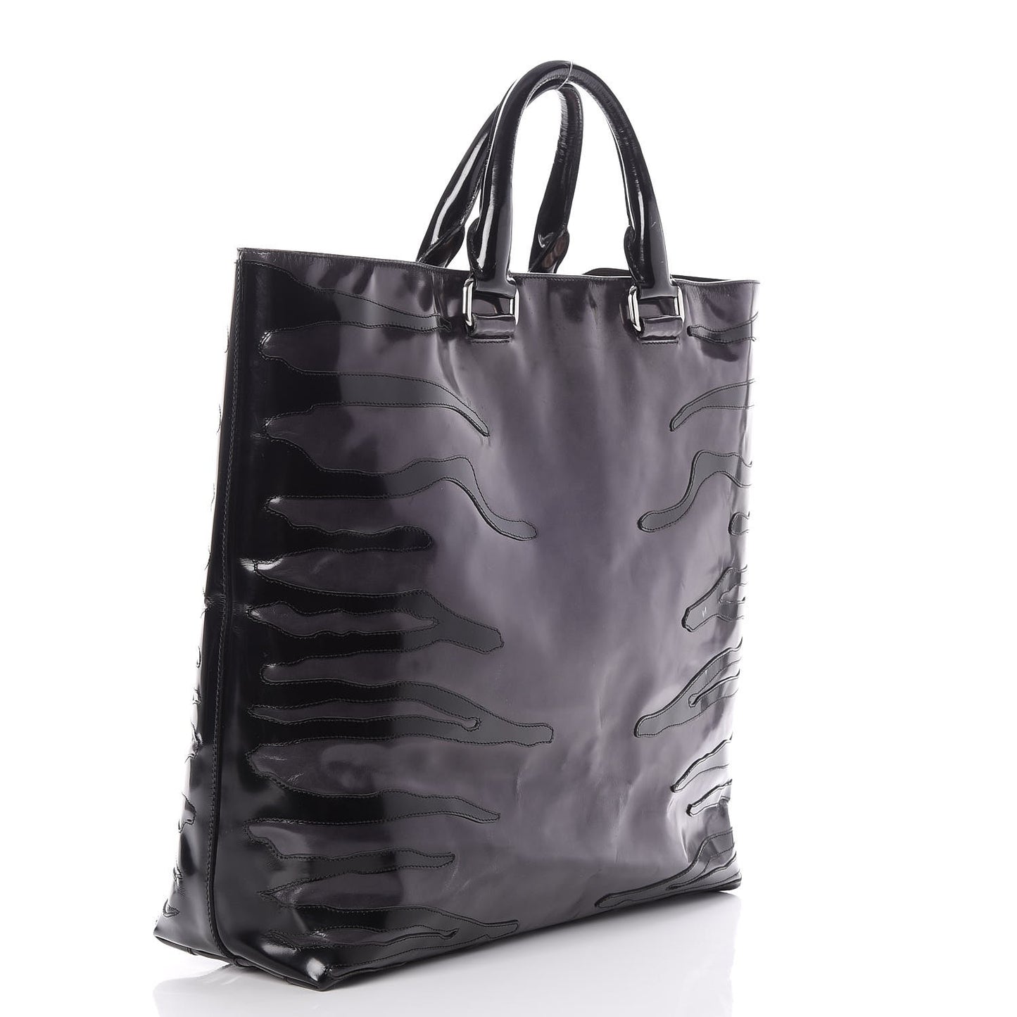 Spazzolato Zebra Striped Tote Bag Black