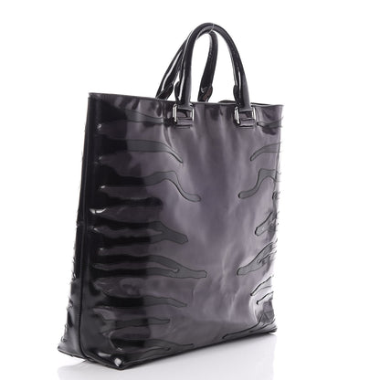 Prada Spazzolato Zebra Striped Tote Bag Black 3 of 9