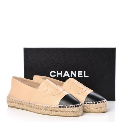 Chanel Lambskin CC Espadrilles 38 Beige Black 8 of 8