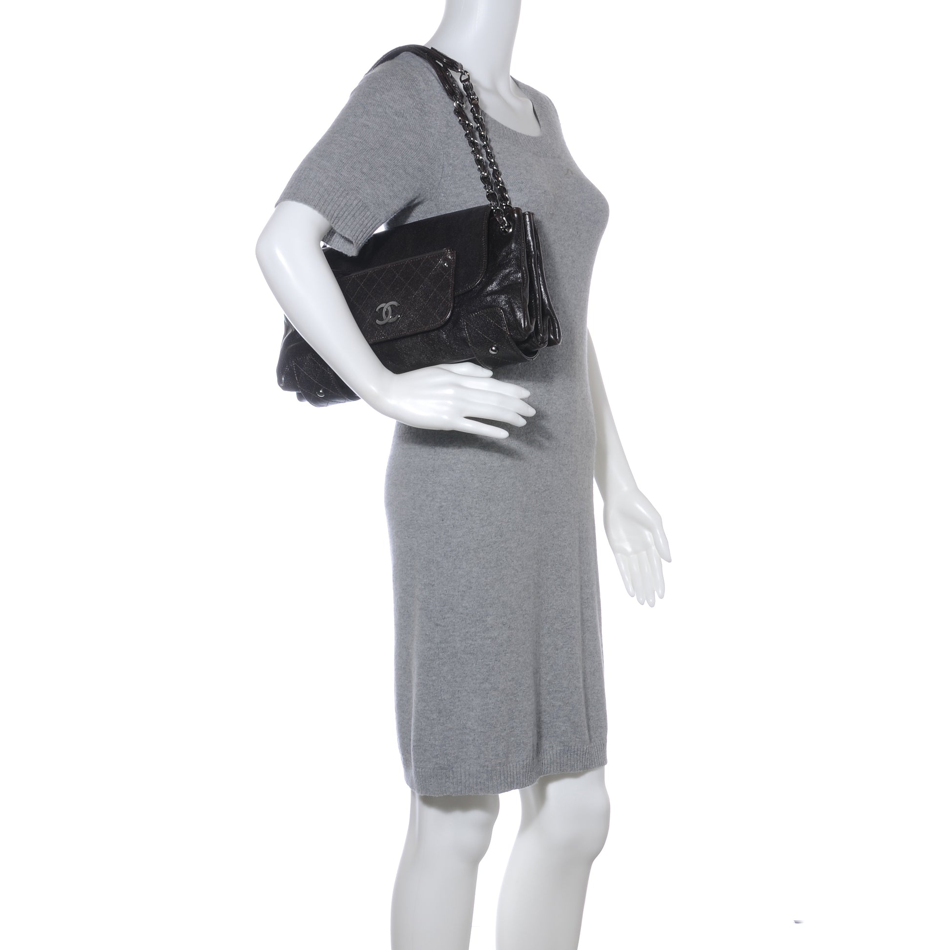 Chanel Glazed Caviar Pocket In The City Shoulder Bag Brown 2 of 9