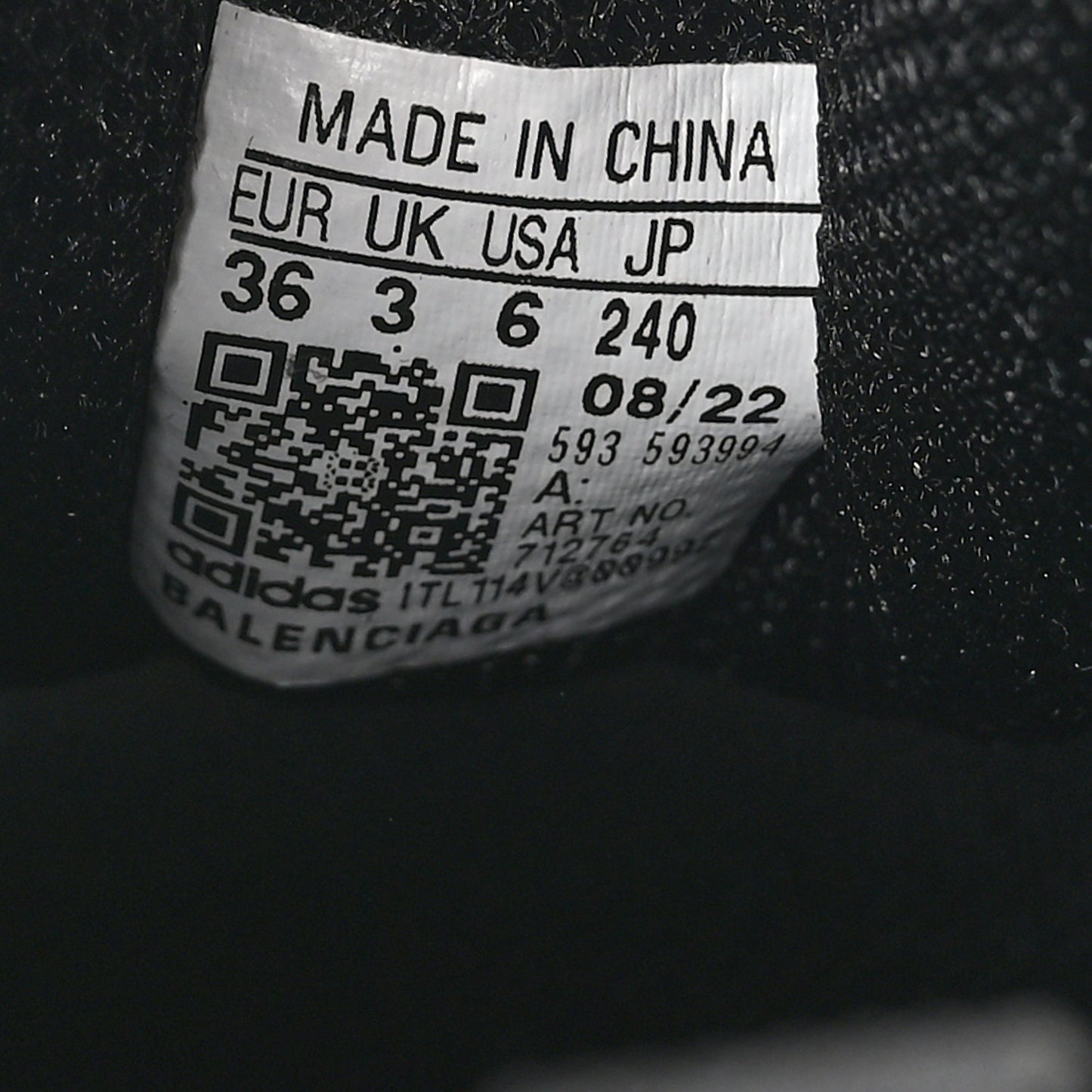 x ADIDAS Fabric Mesh Womens Triple S Sneakers 36 Black