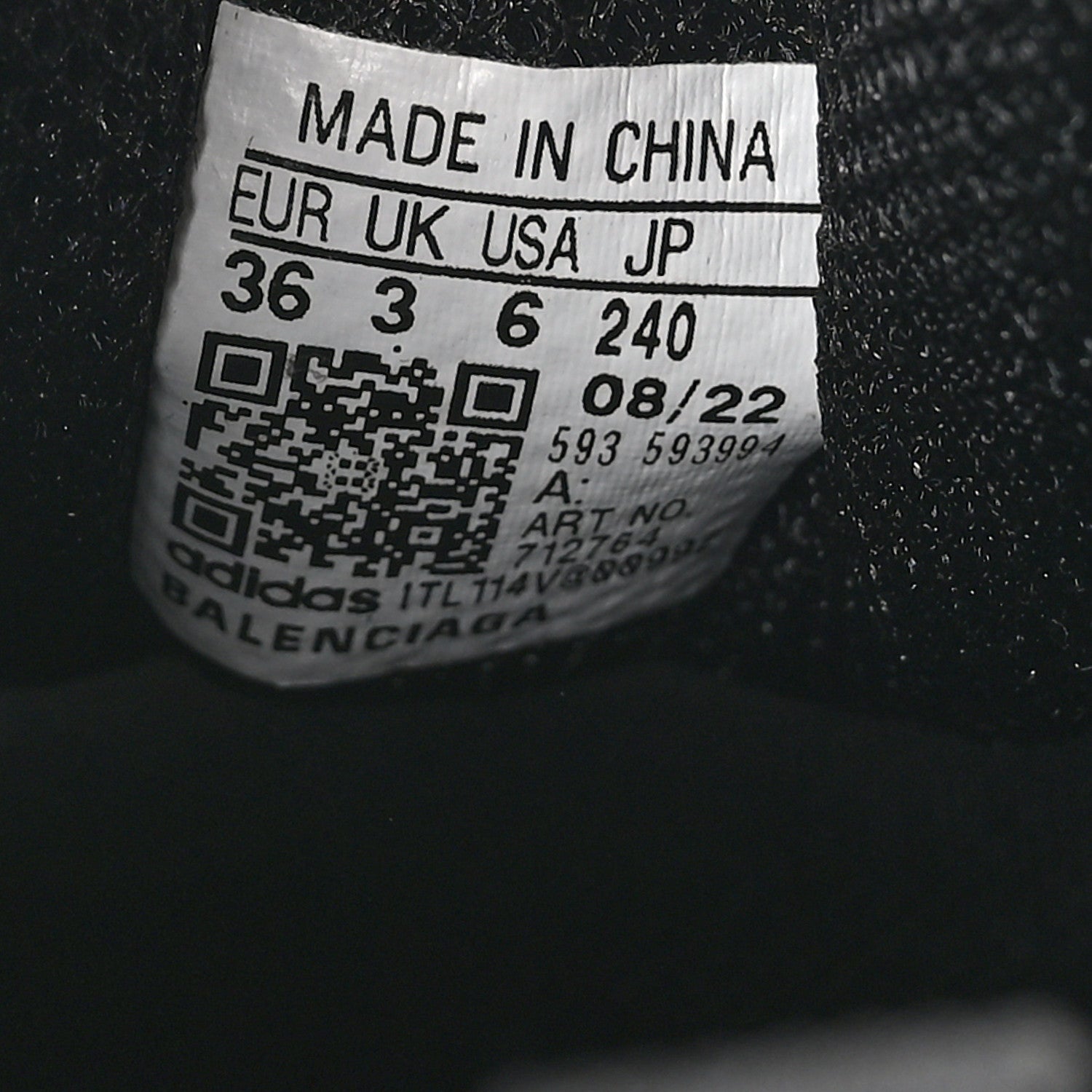 Balenciaga x ADIDAS Fabric Mesh Womens Triple S Sneakers 36 Black 7 of 8
