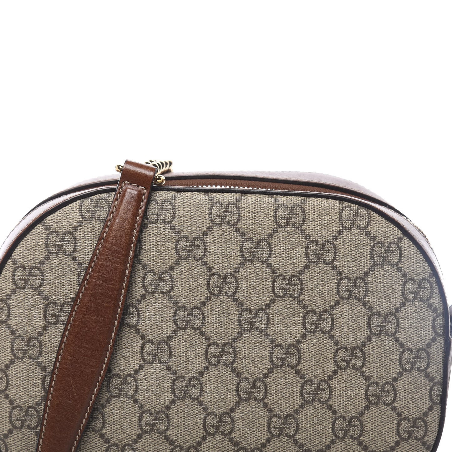 GG Supreme Monogram Cuoio Toscano Mini Chain Shoulder Bag Beige Ebony Cuir