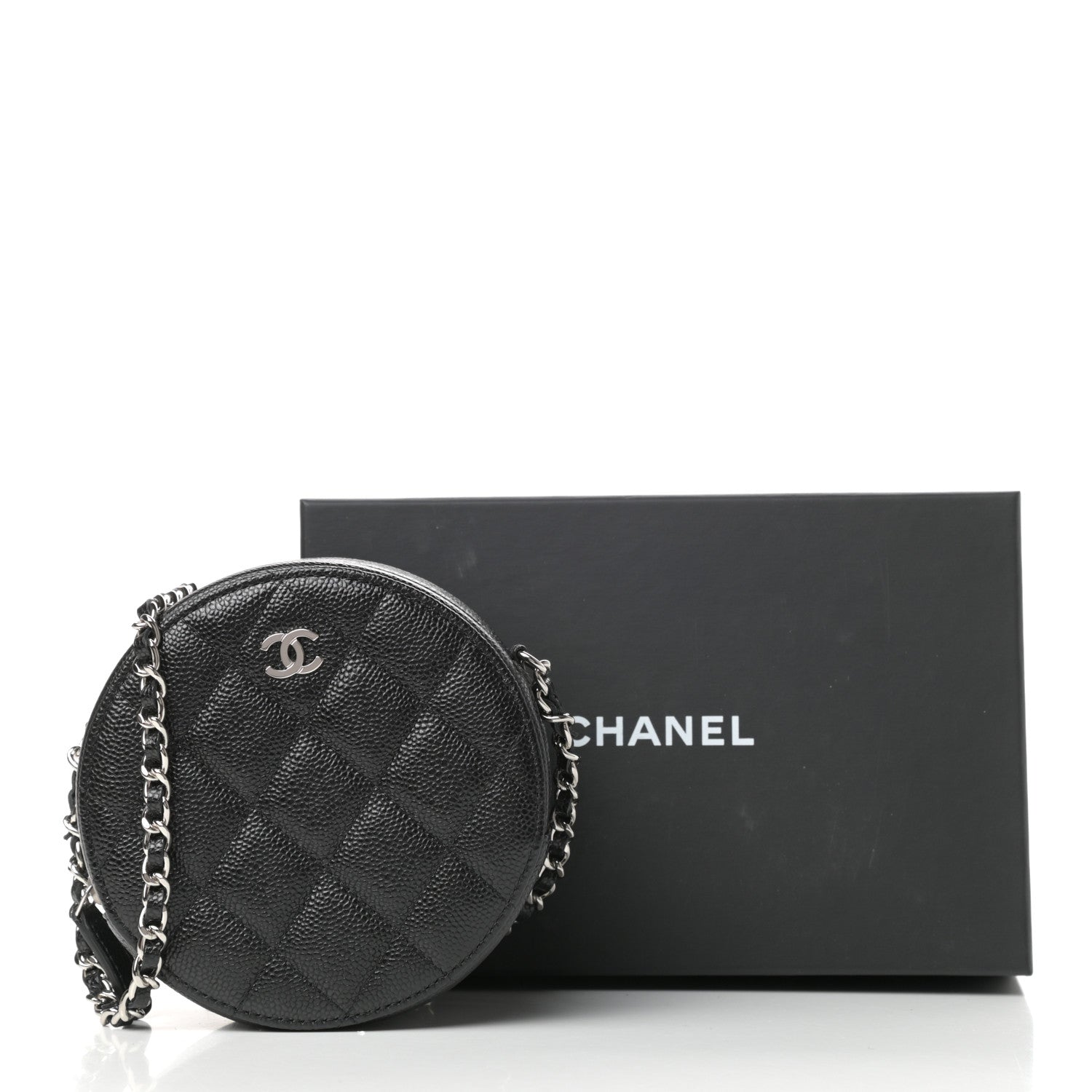 Chanel Caviar Quilted Round Clutch With Chain Black 11 of 11