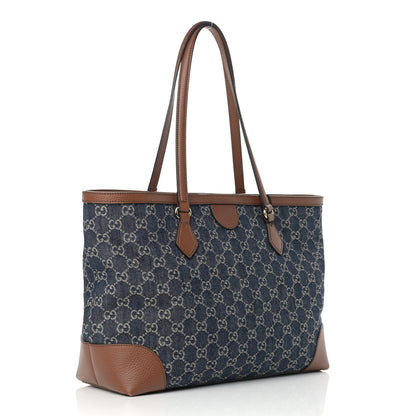 Gucci New Denim GG Monogram Medium Ophidia Shopping Tote Blue Tea Cuir 3 of 9