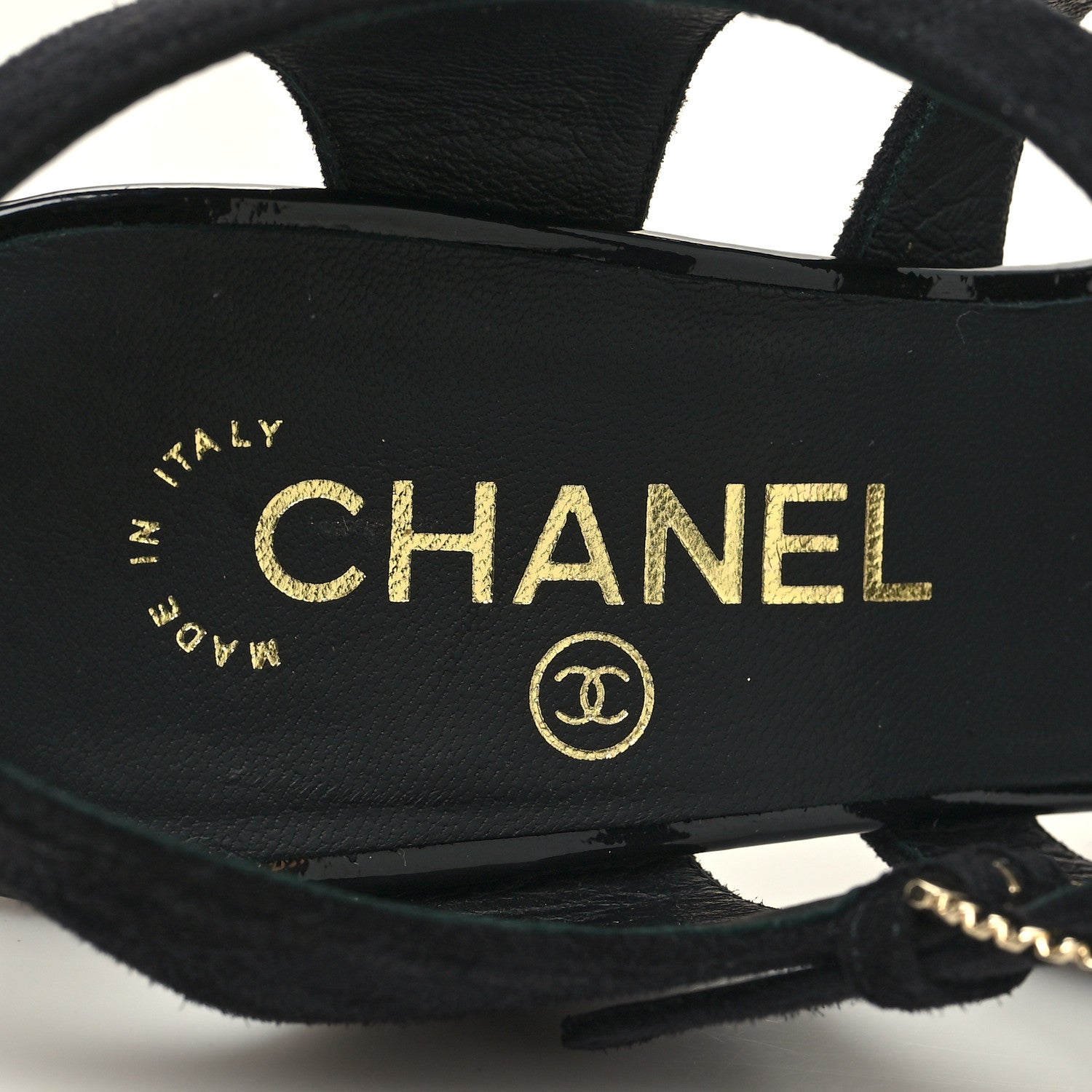 Chanel Kid Suede Pearl Sandals 37.5 Black 8 of 8