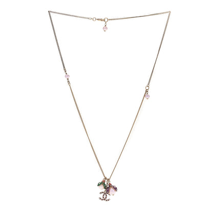 Chanel Enamel Pearl CC Ladybug Necklace Gold Pink 3 of 5
