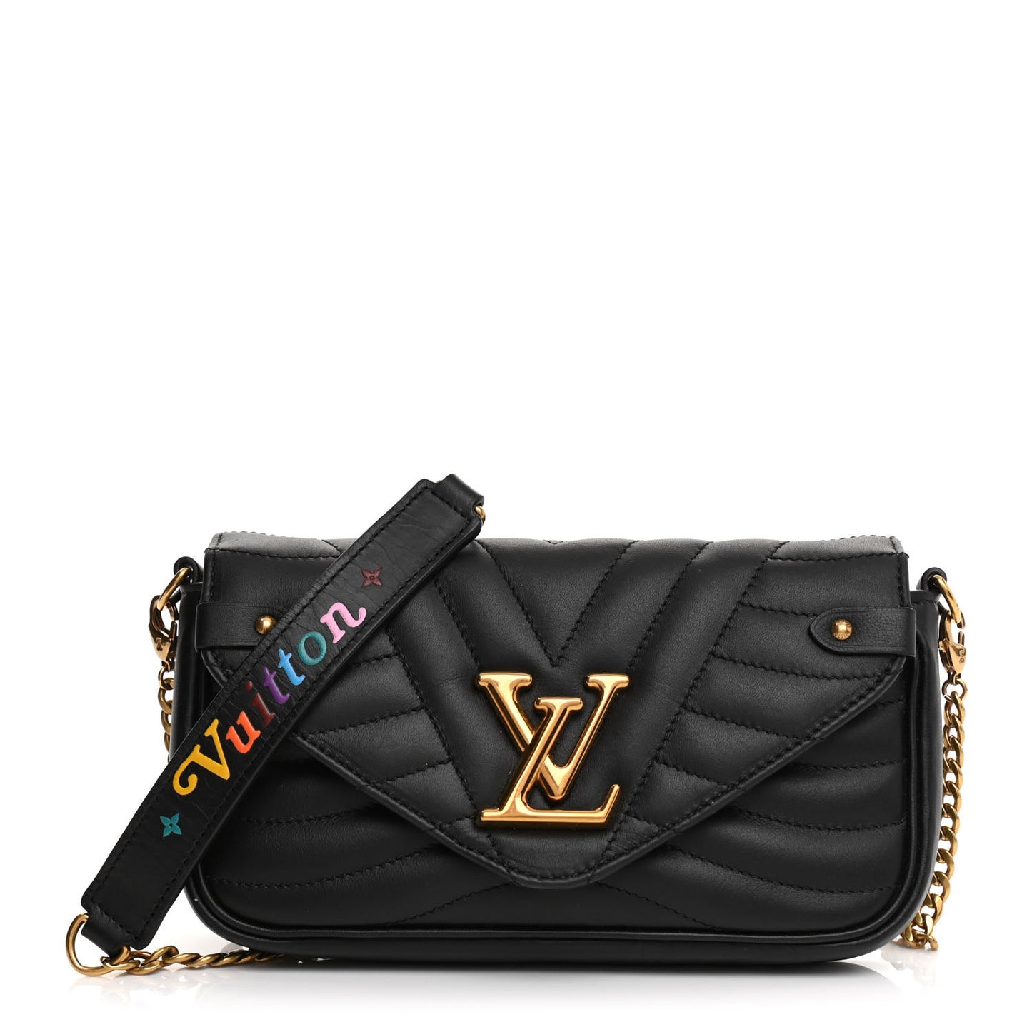 Calfskin New Wave Chain Pochette Black