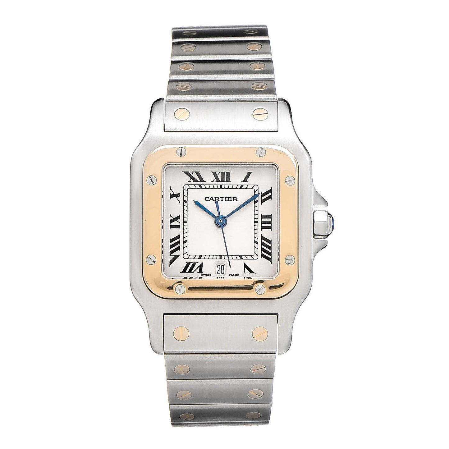 Stainless Steel 18K Yellow Gold 29mm Santos De Galbee Quartz Watch
