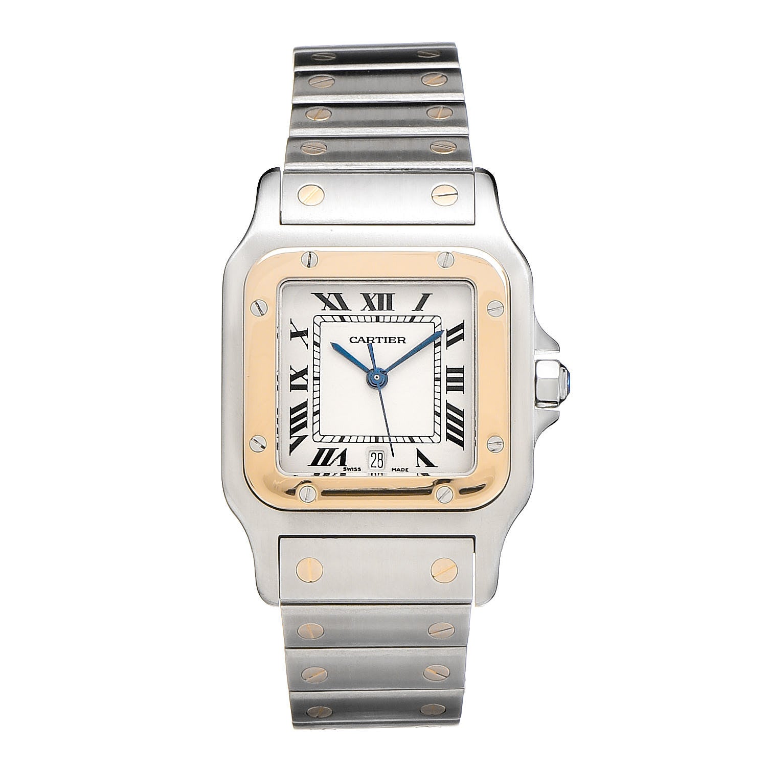 Cartier Stainless Steel 18K Yellow Gold 29mm Santos De Galbee Quartz Watch 1 of 9