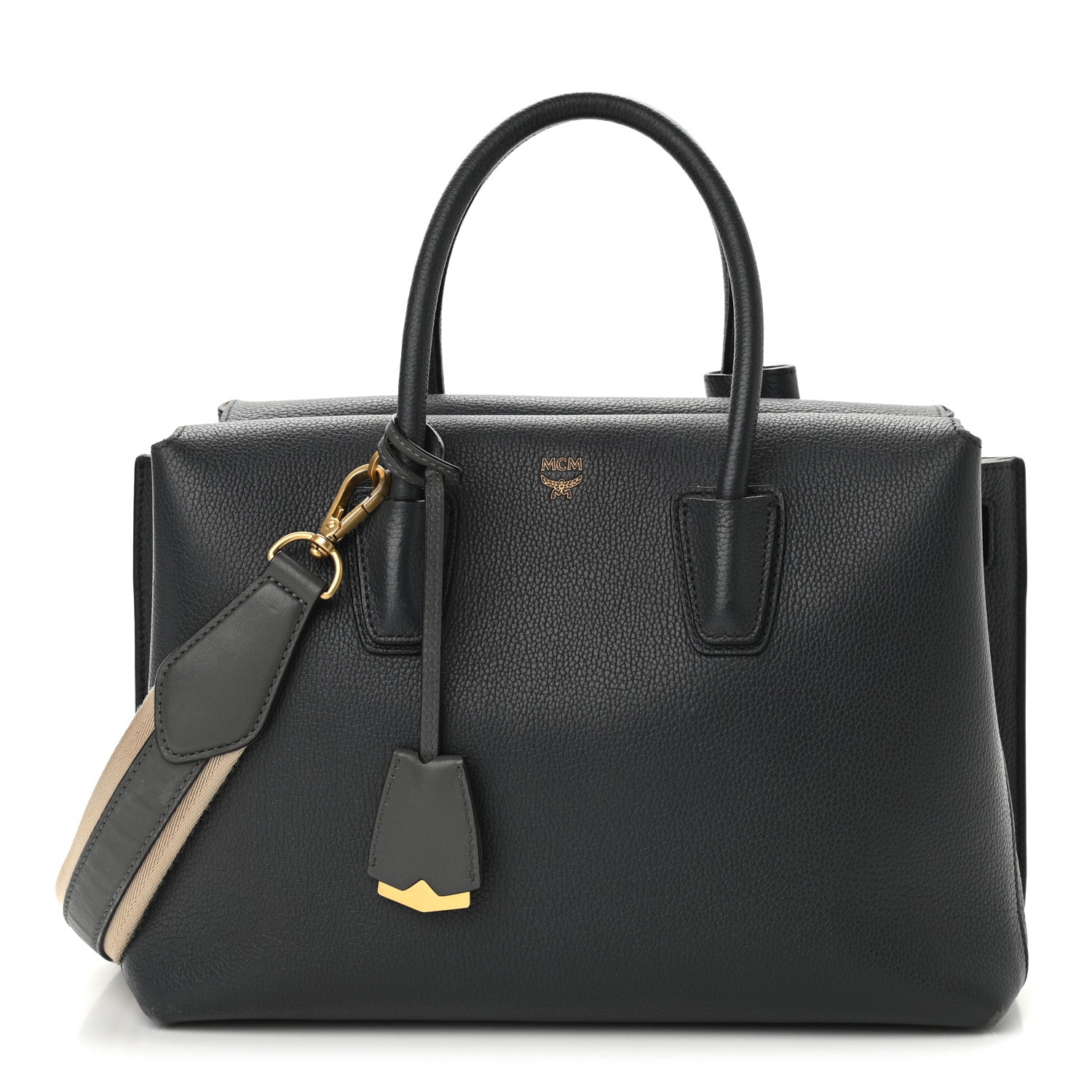 MCM Grained Calfskin Large Milla Tote Phantom Grey 1 of 8