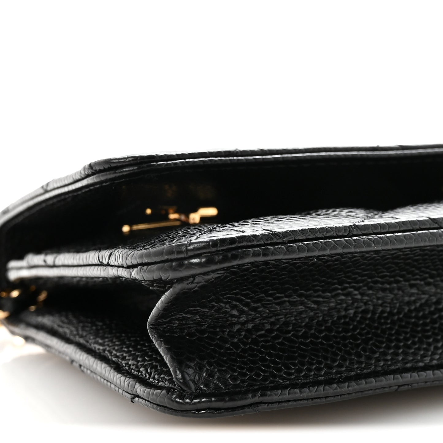 Caviar Quilted Wallet on Chain WOC Black