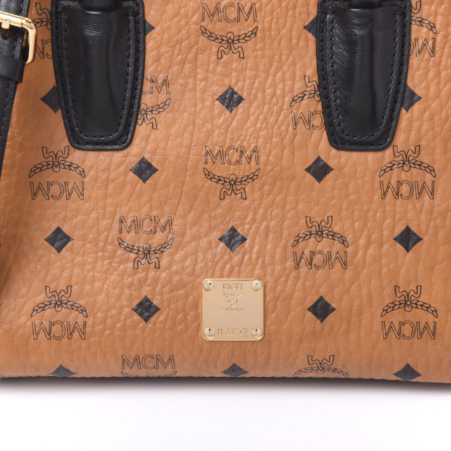 Visetos Small Kathy Double Zip Tote Cognac Black