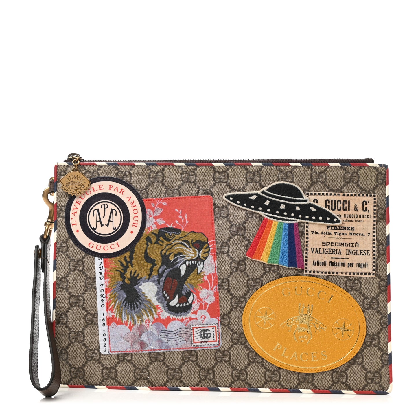 GG Supreme Monogram Courrier Documents Holder Beige New Acero