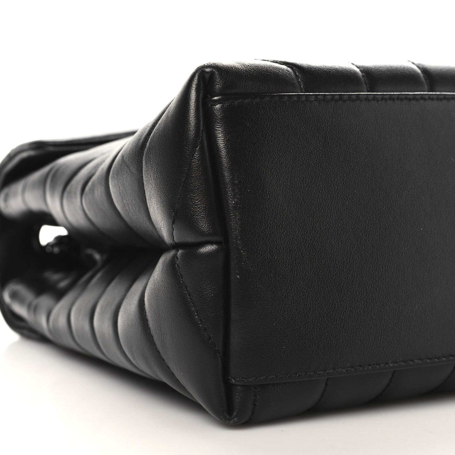 Calfskin Y Quilted Monogram Monochrome Medium Loulou Chain Satchel Black